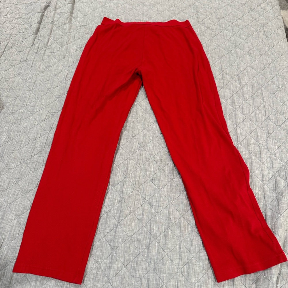 SKIMS Vibrant Red Cotton Ribbed Pants